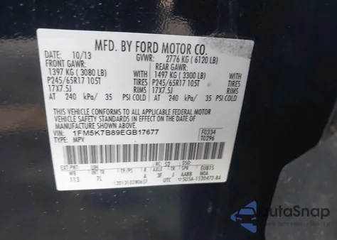 2014 Ford Explorer z USA, uszkodzony, nr VIN 1FM5K7B89EGB17677